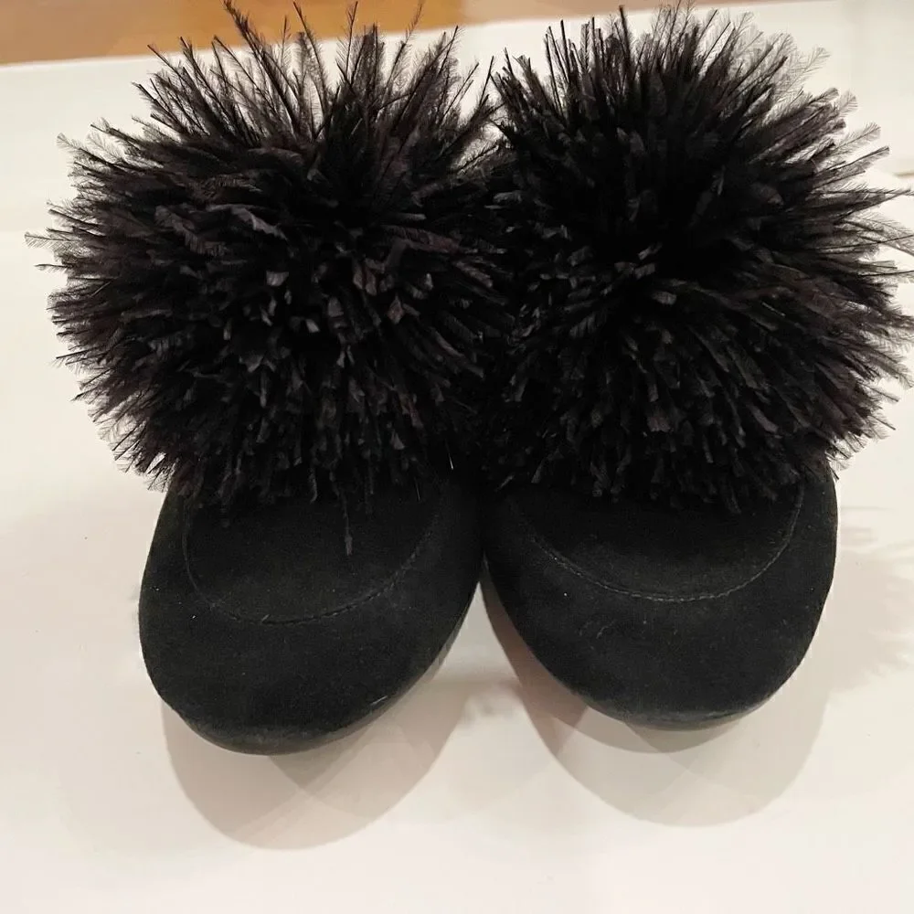 Michael Kors Fara Loafer Slip On Pom Pom Loafer Flats 7.5 Black